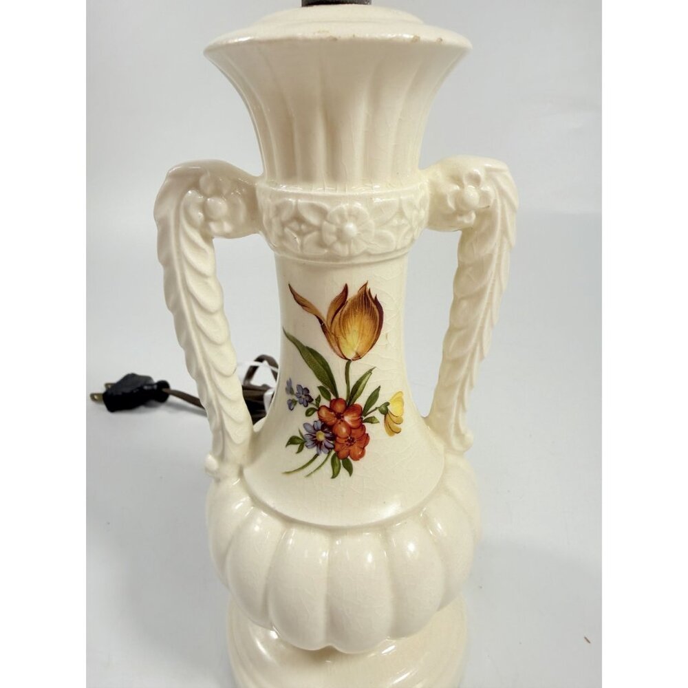 Table Lamp Ceramic Hand Painted Flowers Unique Vintage Cottage Core Victorian - Picture 5 of 16